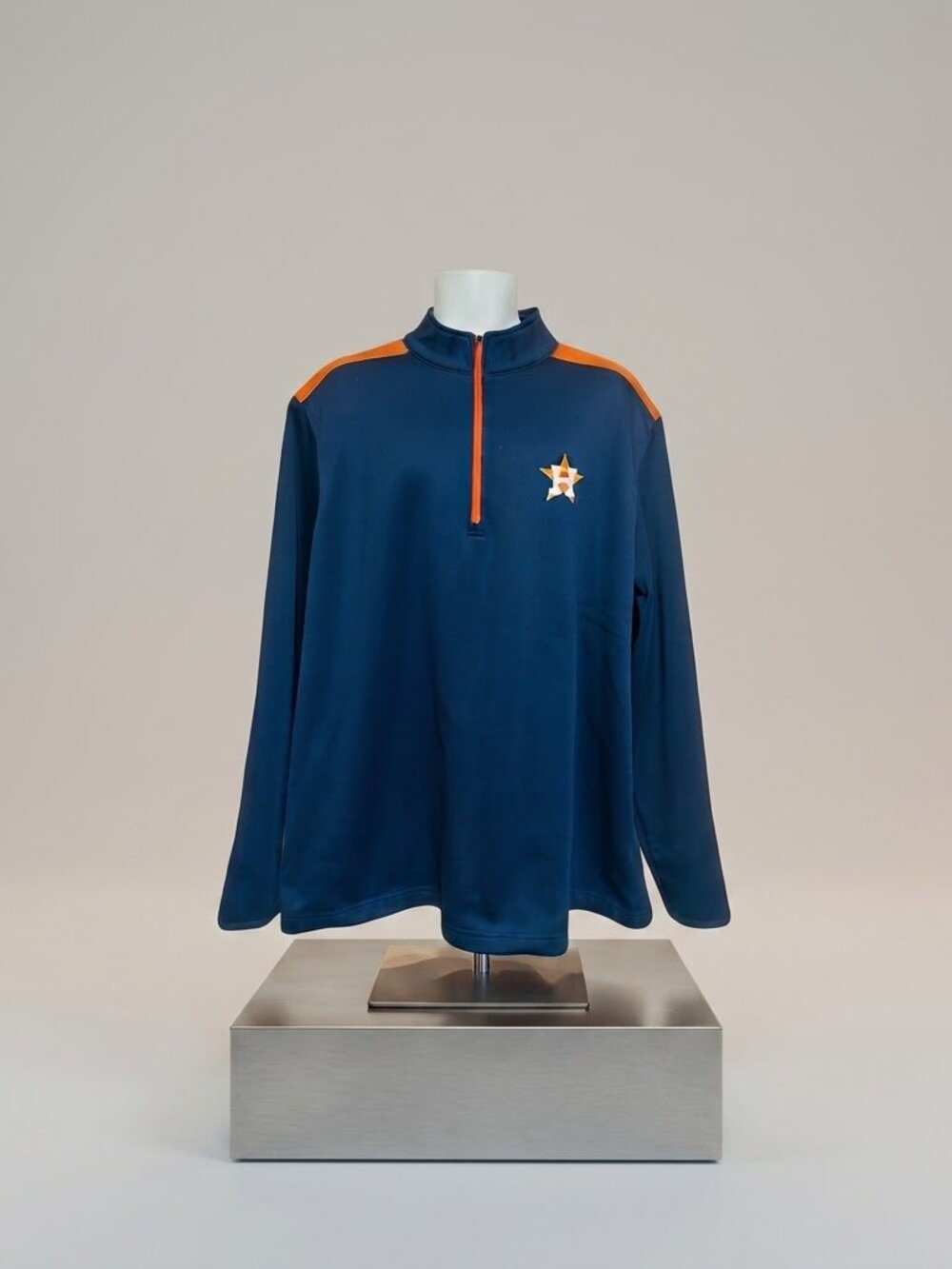 MLB Houston Astros Half-Zip Pullover Jacket Navy Orange Men's 2XL